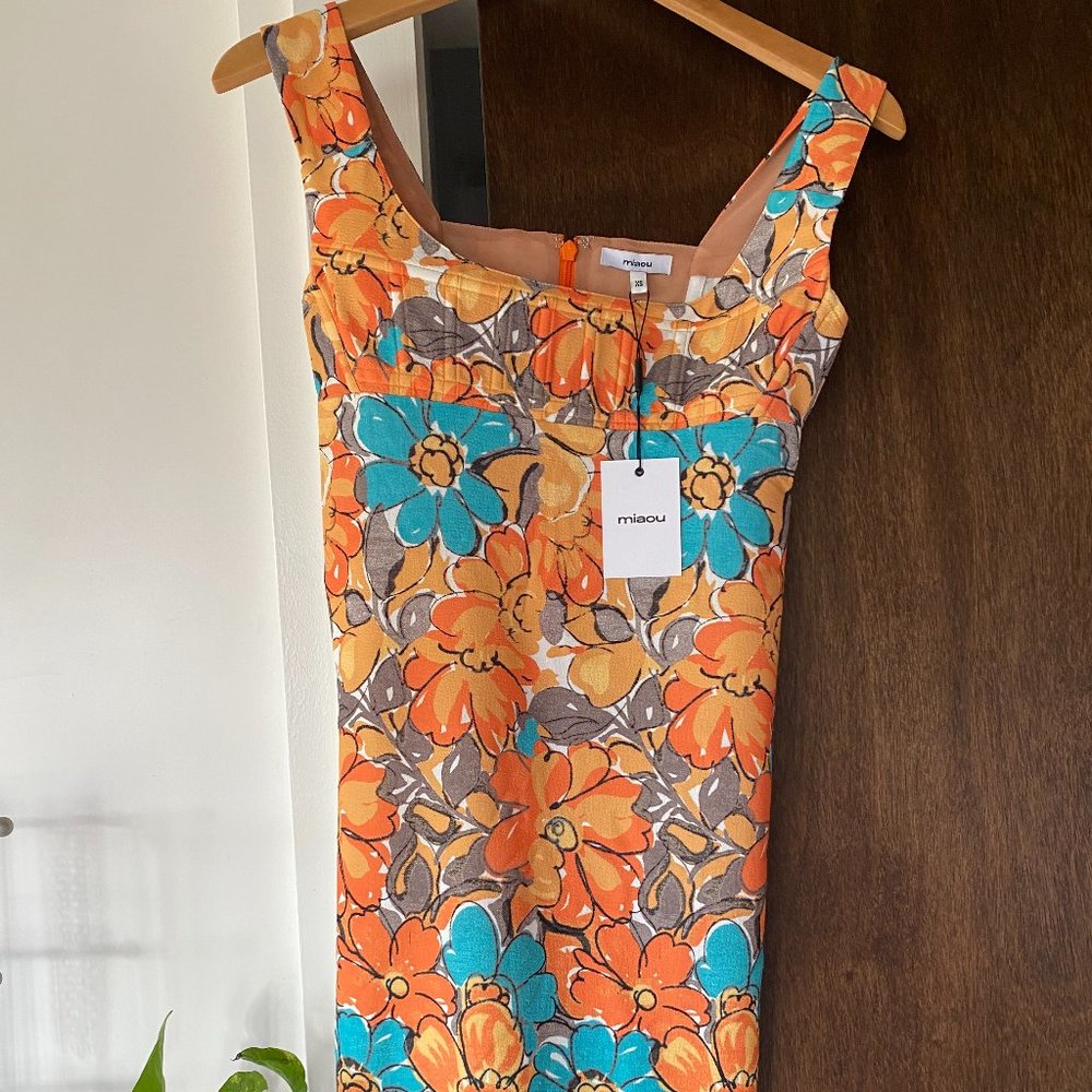 Miaou Orange Turquoise Floral Mini Dress
